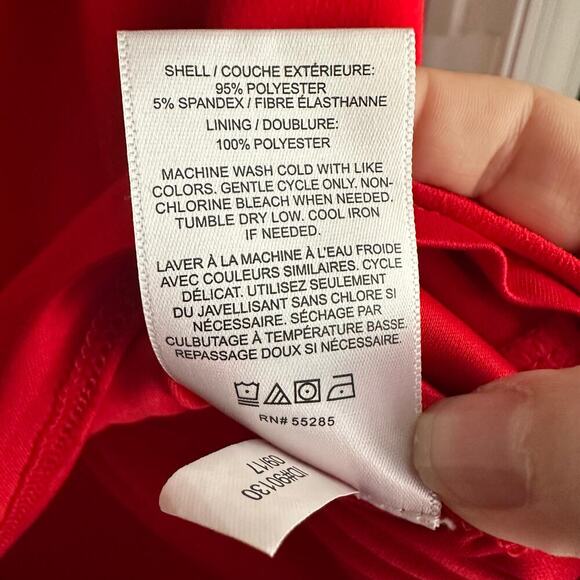 Express Red Flare Shift Sleeve Dress Womens Size M Formal Dressy Office Career - Picture 4 of 6